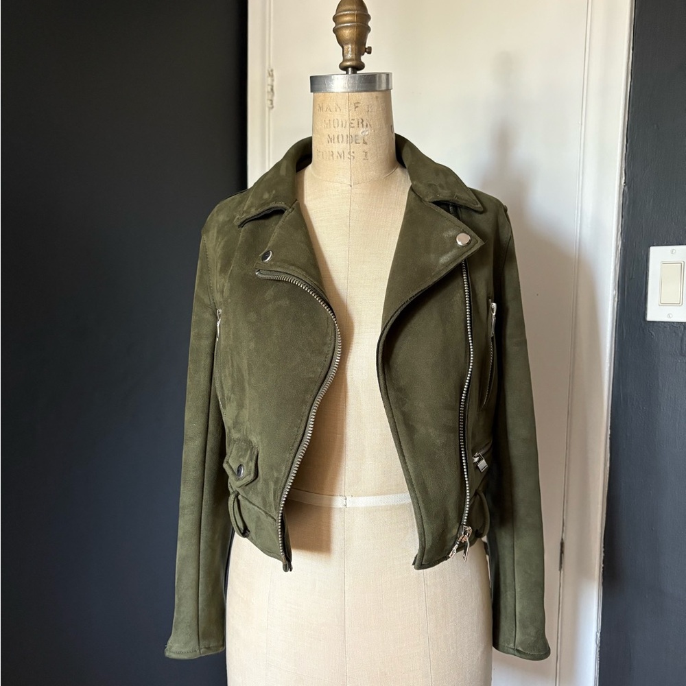 Olive Green faux Suede Women's Jacket